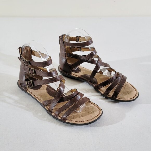 BOC Womens US 8M Gladiator Sandals Brown Strappy & Comfy! BORN Vegan Zip Back - Picture 1 of 6